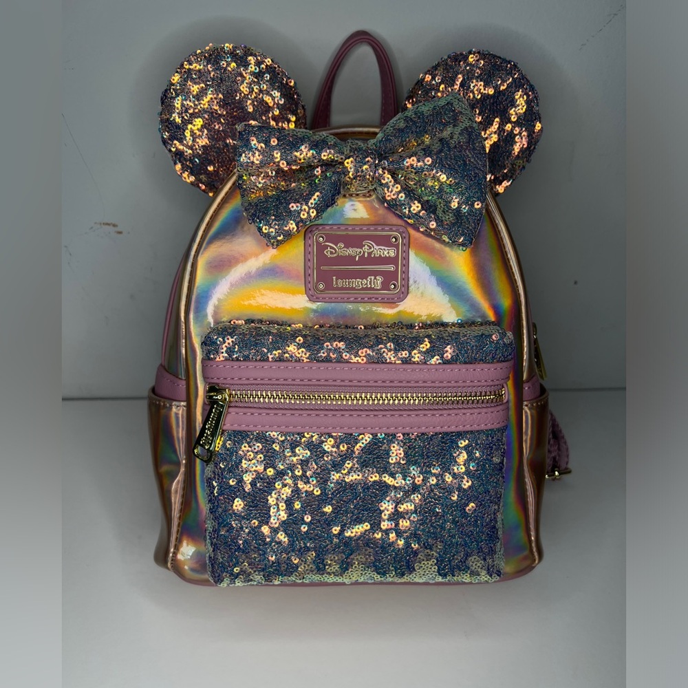 BNWT 50th Anniversary pink EARidescent Disney Minnie Holographic Sequin